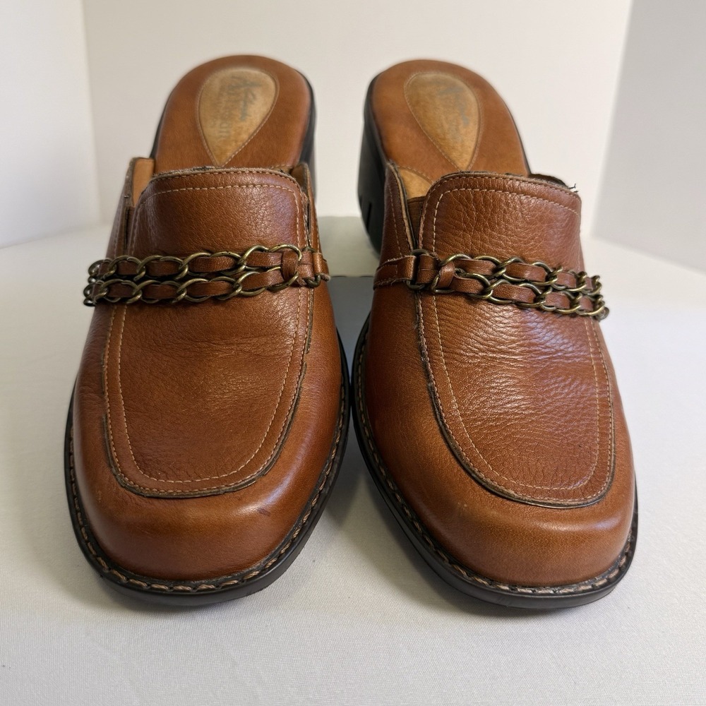 Clark's Artisan Leather Mule Chain Detailing Artsy Earthy Women's 8M